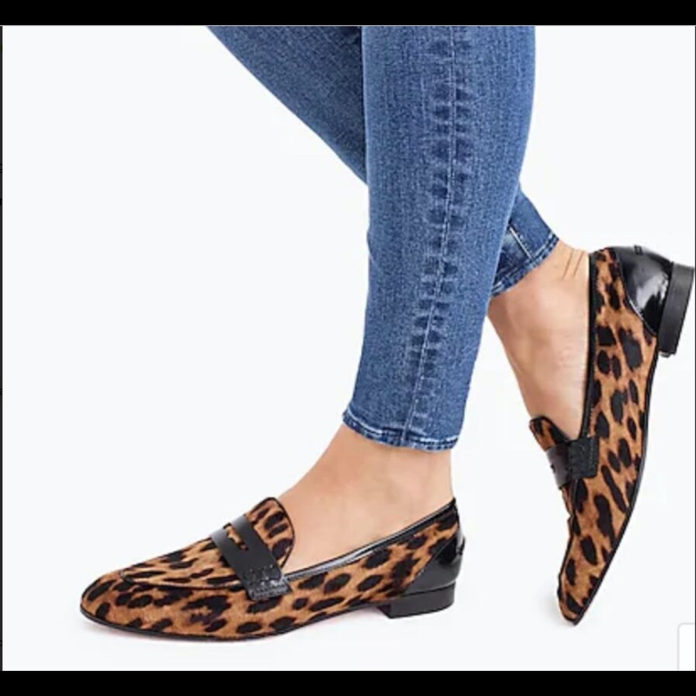 J. Crew Academy Calf Hair Leopard Loafer